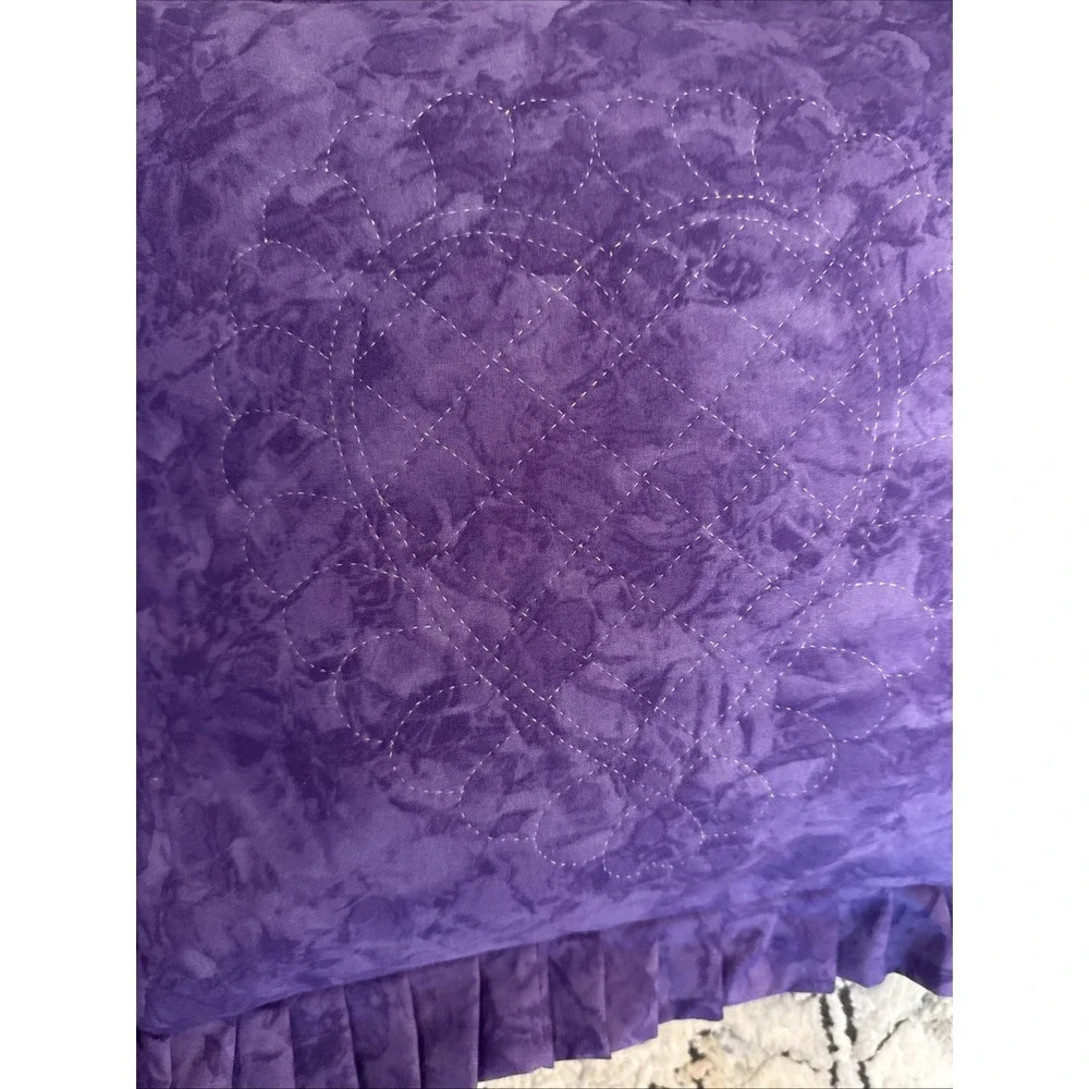 Set Of Two Purple Quilted Ruffled Pillows With Removable Covers Homemade 17x17